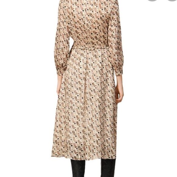 Sandro Western Cowboy Boot Print Silk Midi Dress - Picture 4 of 12